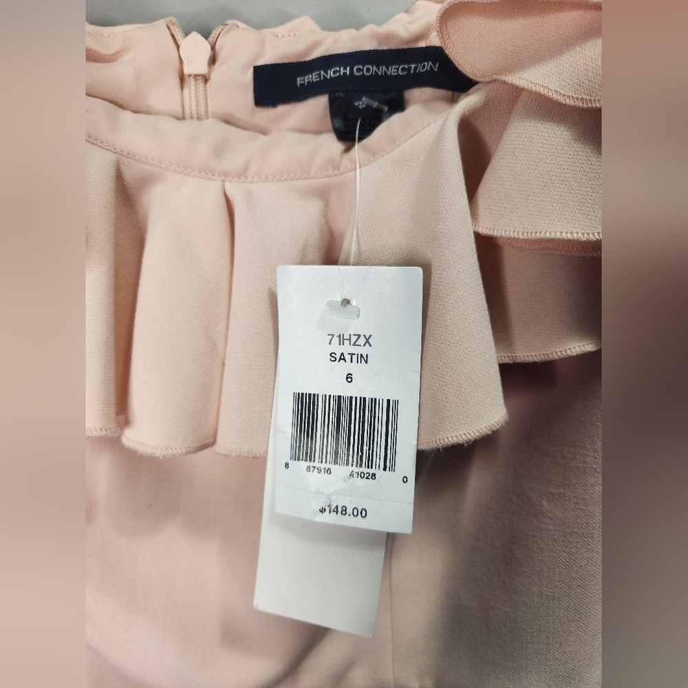 NWT French Connection Whisper Light Off the Shoulder Ruffle Pink Mini Dress 6 - Picture 5 of 7